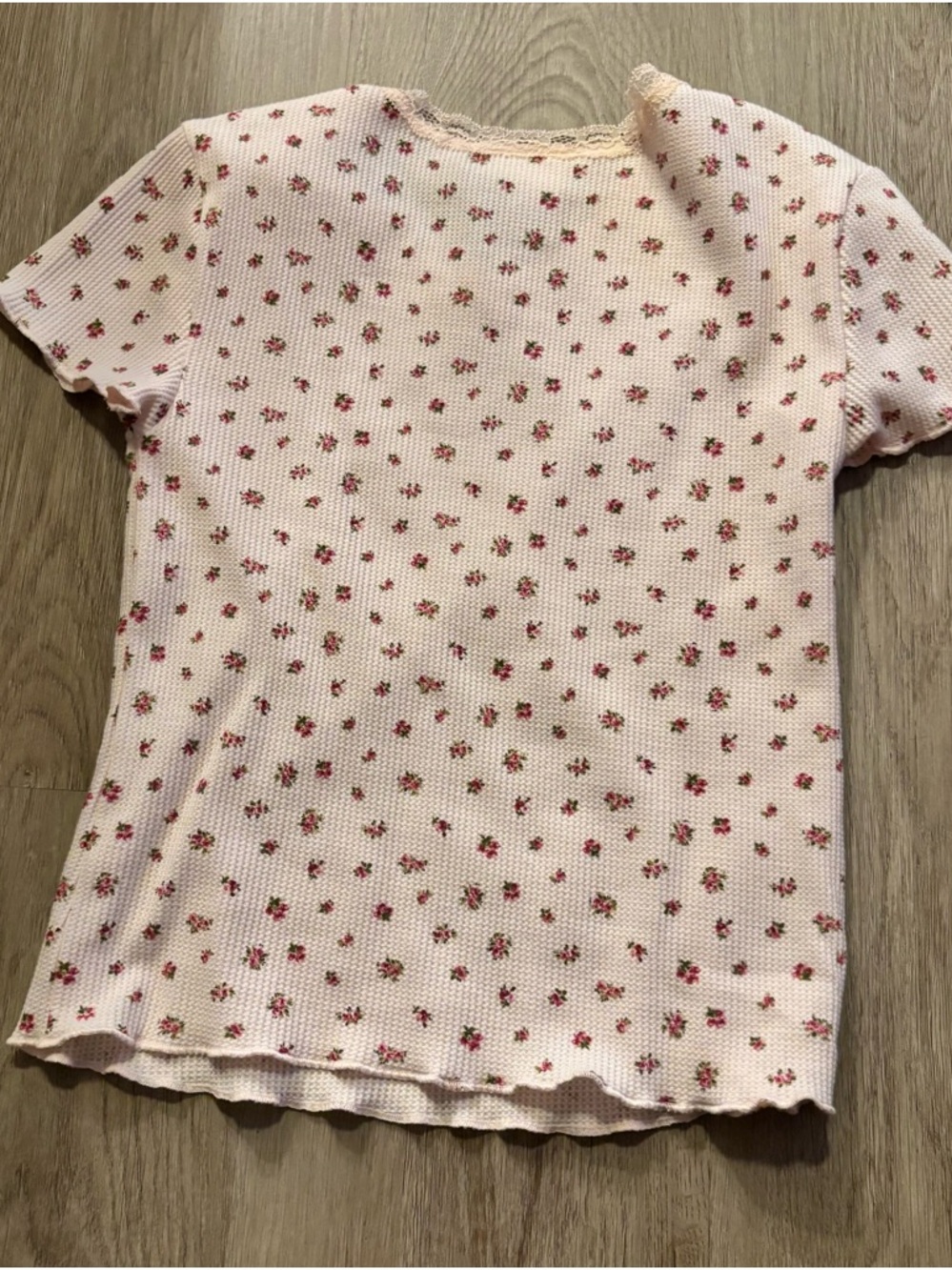 Pink Floral Ruffle Short Sleeve Top - Picture 3 of 3